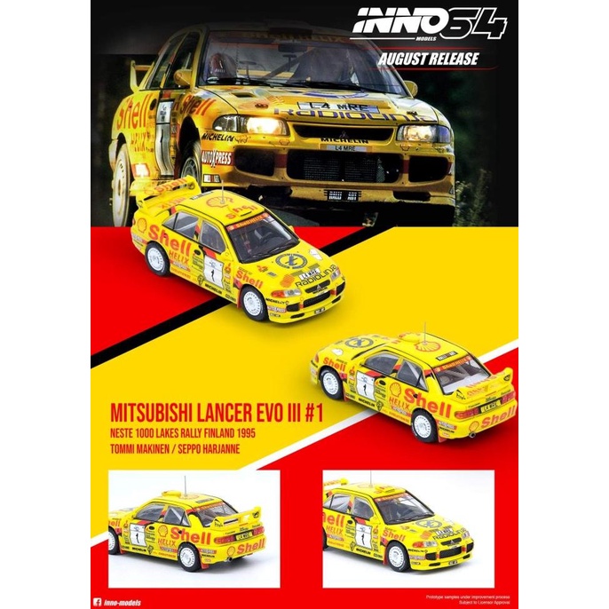 1/64 Inno64 Mitsubishi Lancer Evolution III Neste Lakes Shell Diecast