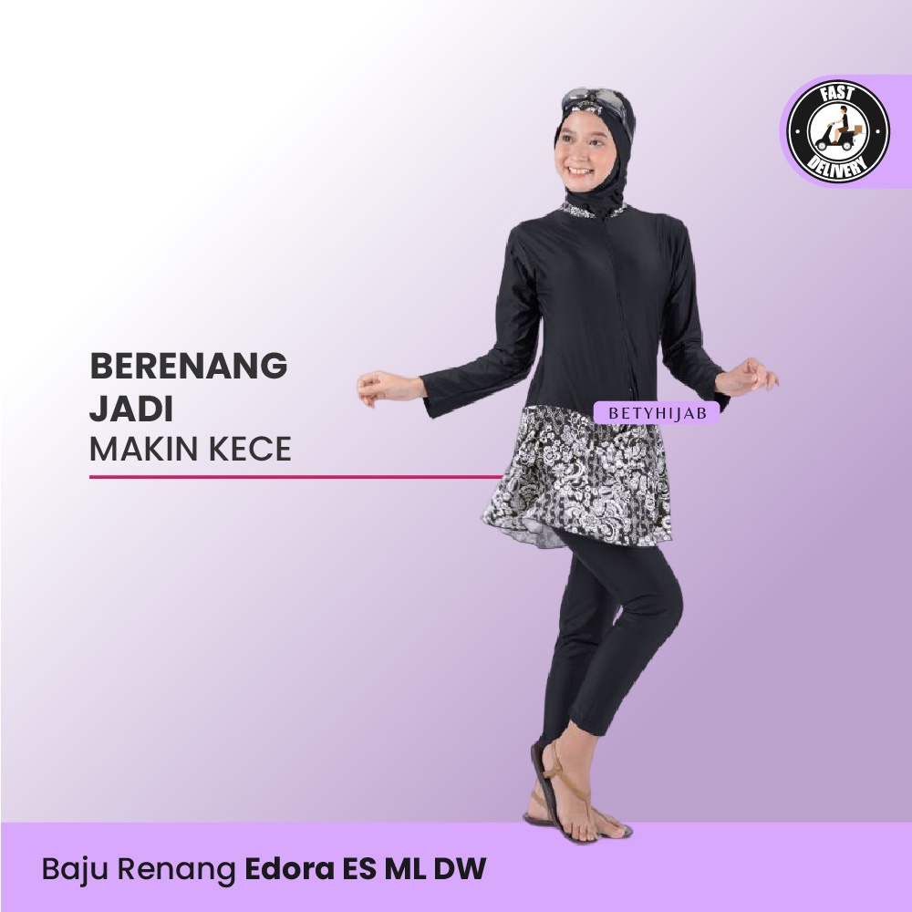 Swimming Suit Pakaian Olaharaga Baju Renang Muslim Wanita SlimFit Rok Motif Bunga Edorasport - Bety 