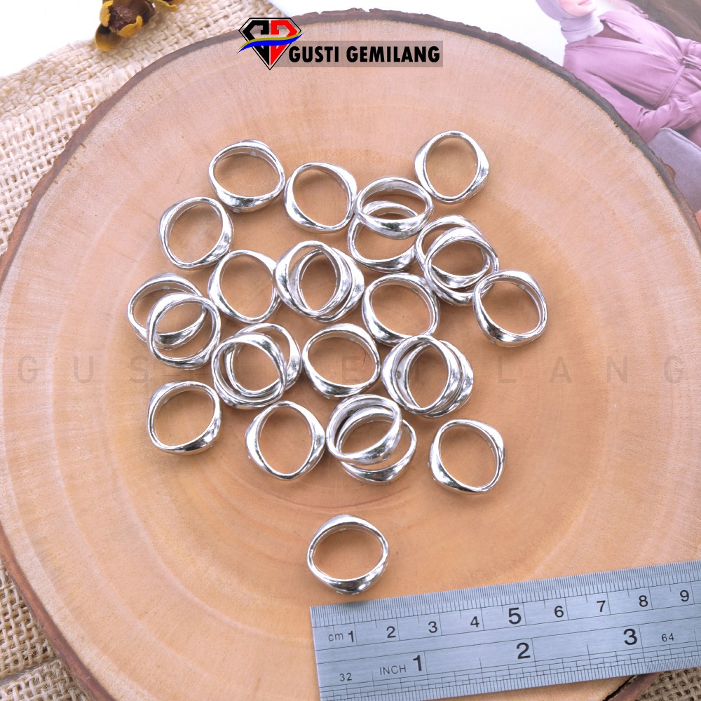 Isi 6pcs Ring Bros Oval Buah Silver