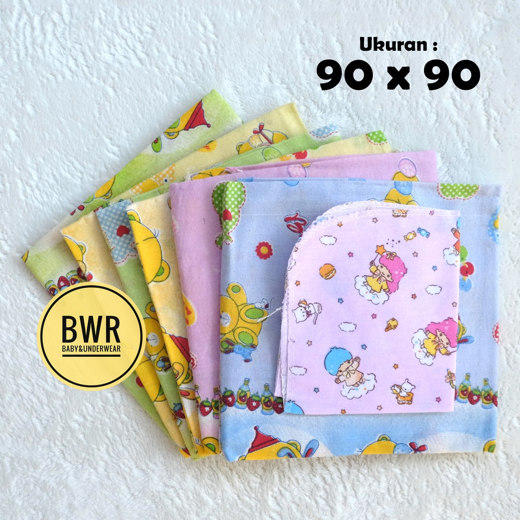 [ 6pc ] Bedong HOGA 90 x 90  Persegi [I C7] Flanel Selimut Bedong Bayi Hoga - Bwr