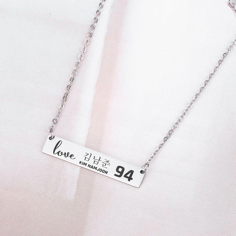 Lily BTS ARMY Kalung Hadiah Perhiasan Perhiasan Persegi Panjang Charms Tulisan Inggris