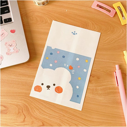 Simple Ins Paper Bag Tas Penyimpanan Kartun Lucu Mini Snack Candy Bear Tas Hadiah Ulang Tahun -PD