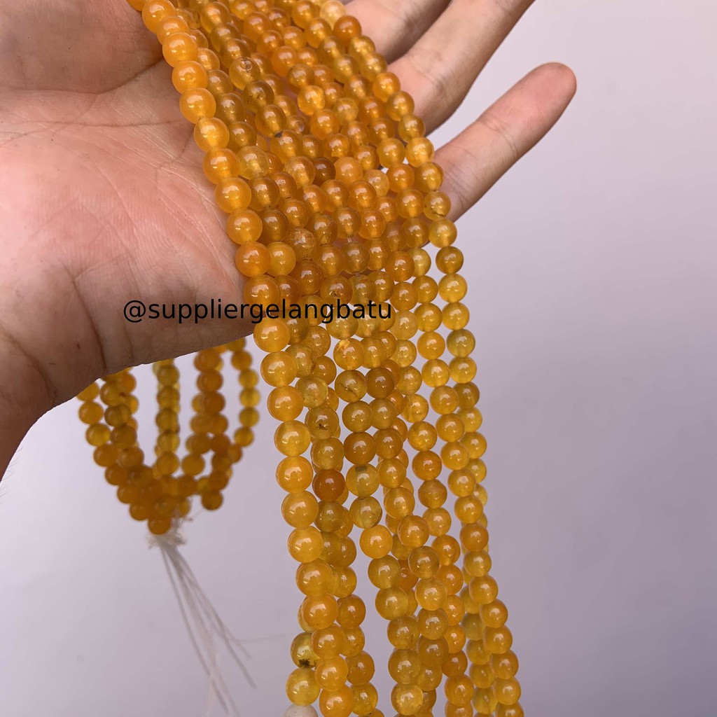 batu yellow agate sunkist sunstone 6mm aksesoris fashion gelang kalung