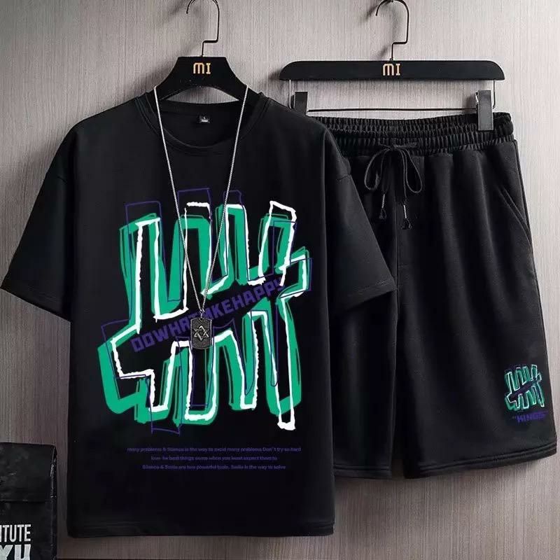 BAJU STELAN PRIA KEREN - 1 SATU SET PAKAIAN PRIA BAJU KAOS DISTRO DAN CELANA PENDEK - SET PAKAIAN FASHION PRIA DEWASA DWONHAT