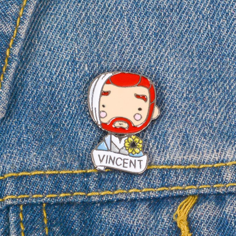 Siy Bros Pin Desain Figure Rock Vincent Human Us Terkenal Untuk Dekorasi Tas Ransel / Jaket / Pakaian