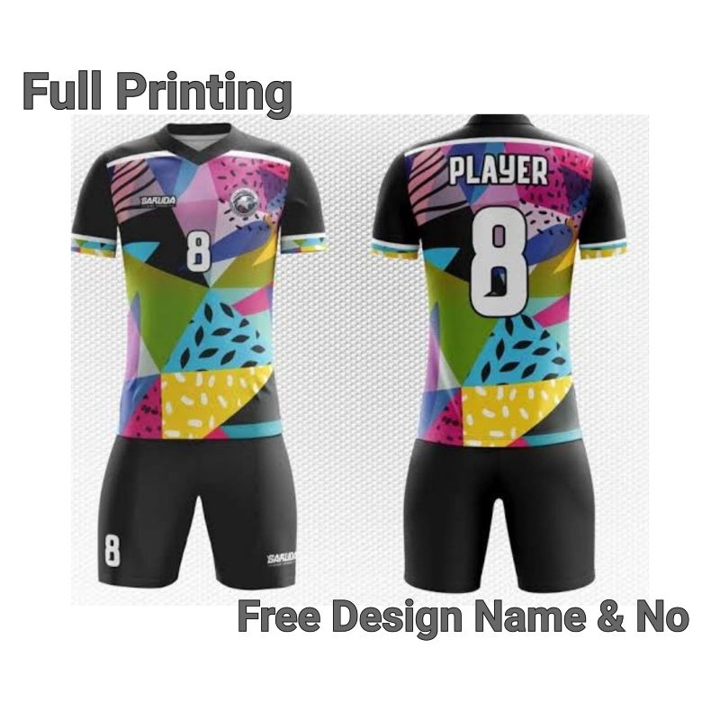 GS Jersey Setelan Futsal Jersey Sepak bola Custom Printing Free Design Nama Dan Nomor Hitam 15