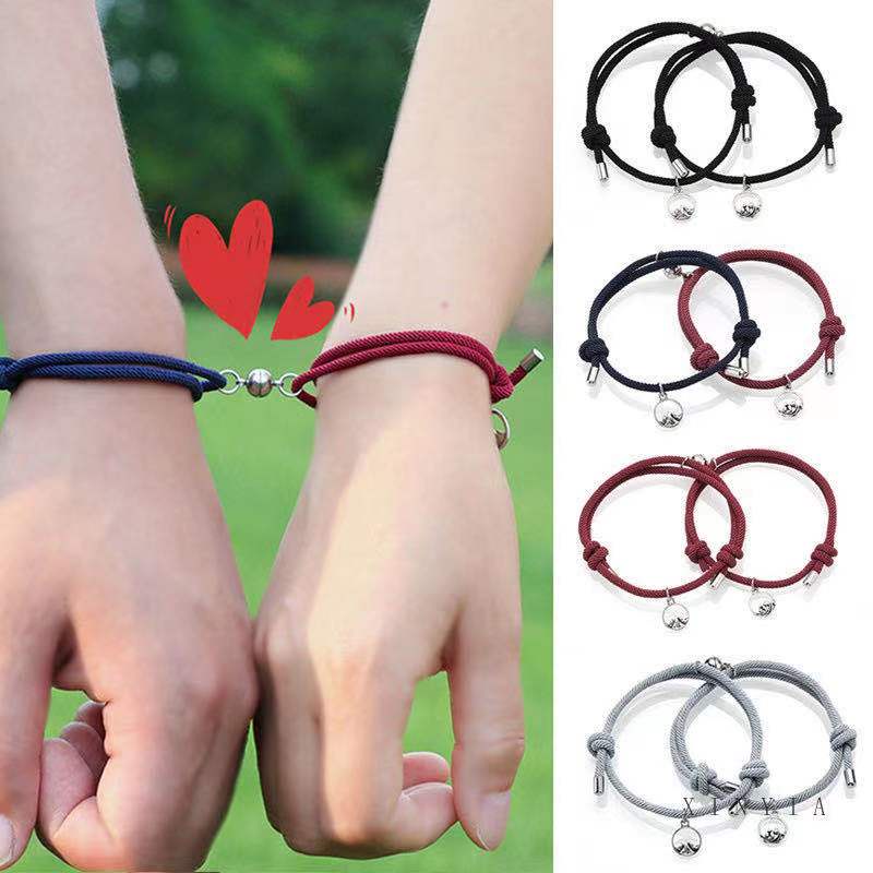 COD 2 Buah Gelang Gelang Pasangan Magnet Teman Laki-laki Dan Perempuan Magnet/1 Pasang Gelang Pasangan Magnet Menarik Q32