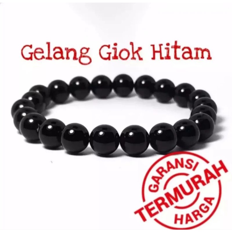 (TERLARIS) Gelang Batu Mulia Black jade/Gelang Kesehatan Pria Wanita Giok Terapi Korea Terbaru. Gela