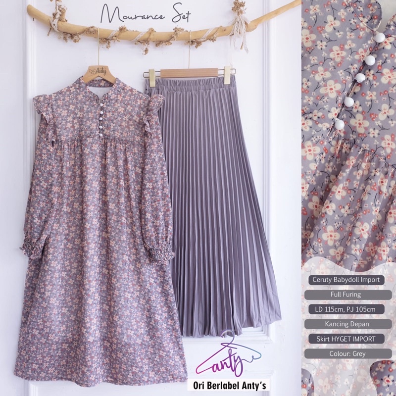 Setelan Rok Cerutty Bunga Bunga / MOURANCE SET BY ANTYS HIJAB