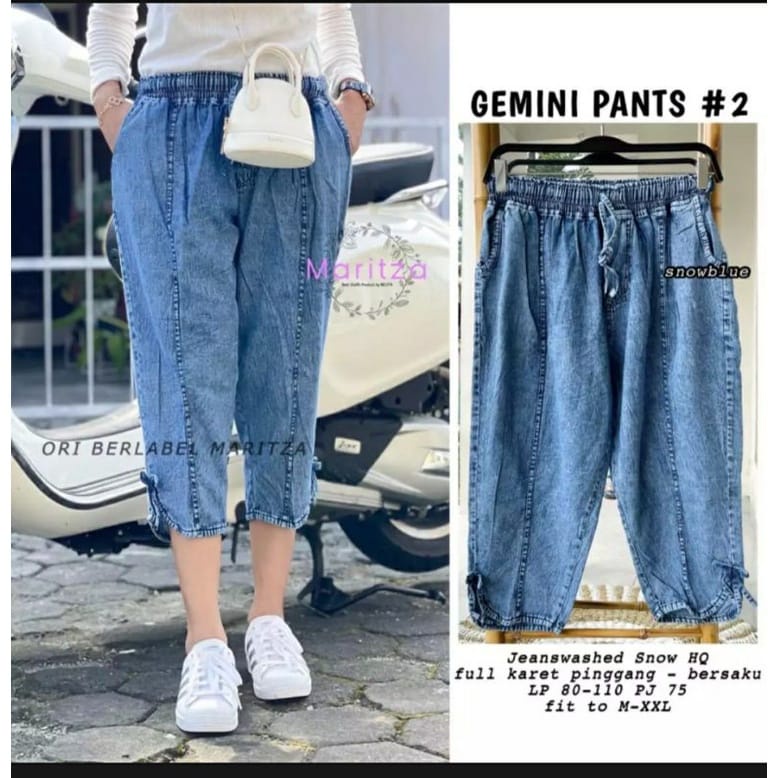 Celana Denim 7/9 Tiya Jumbo dan Super Jumbo . Celana 7/9 Big Size Murah . TIYA JUMBO MURAH (GEMINI PANTS)