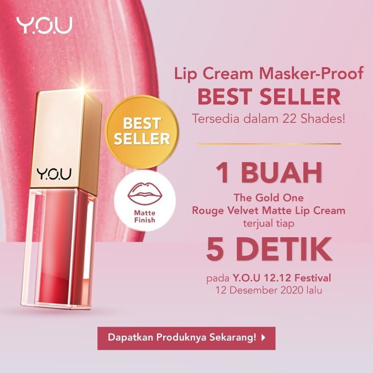 YOU The Gold One Rouge Velvet Matte Lip Cream 4.5 g Quick Dry and Long Lasting Resmi Original