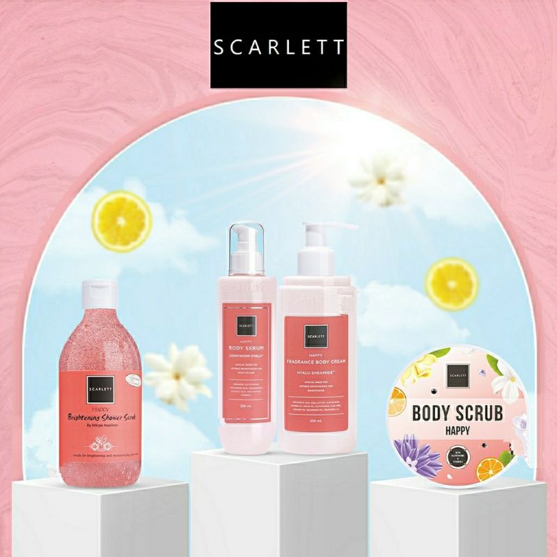 SCARLETT WHITENING HAPPY SERIES ORIGINAL BY FELICYA ANGELISTA - PAKET PEMUTIH BADAN BPOM