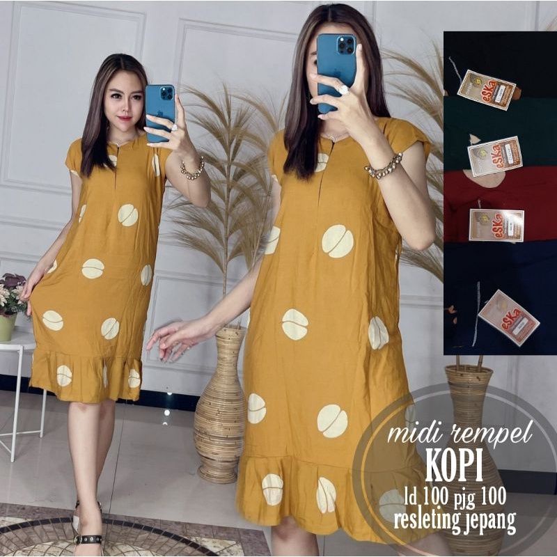 Midi dress rempel motif // daster rempel motif / daster viral 2022