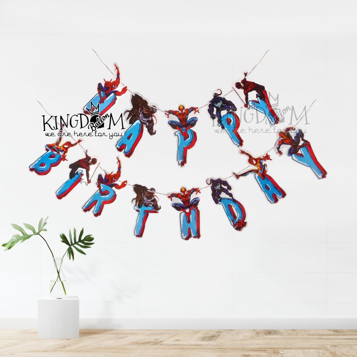 Banner Flag Happy Birthday Spiderman #2 / Bunting Flag Spiderman