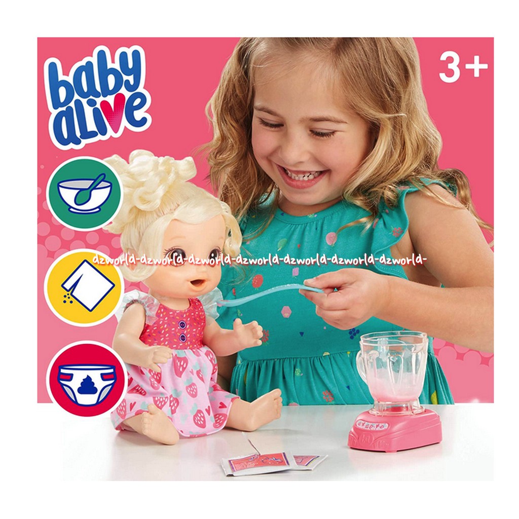 Baby Alive Magical Mixer Strawberry Blender Mainan Boneka Bisa Makan