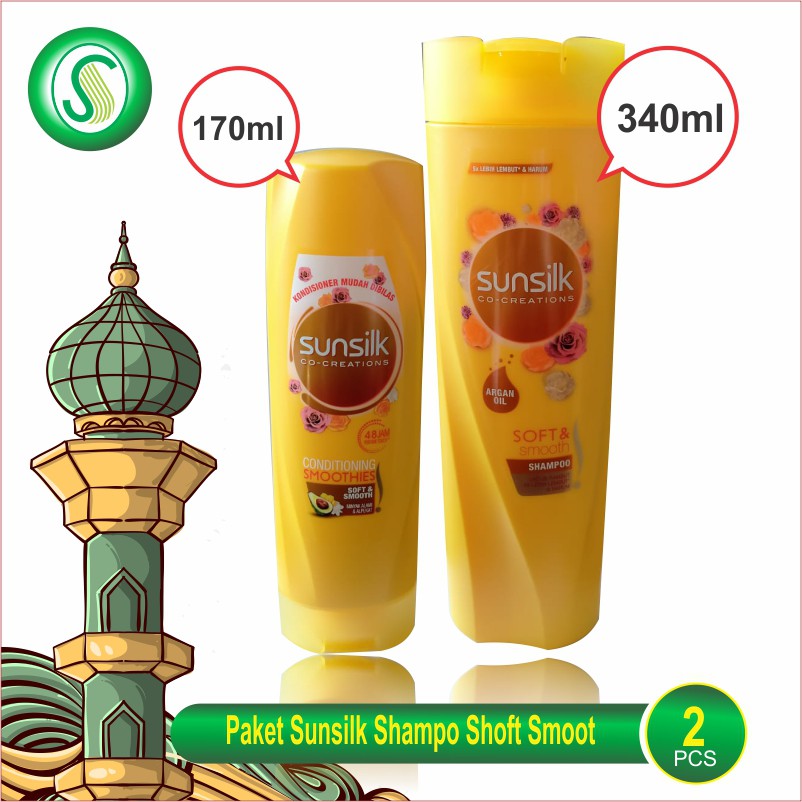 Paket Sunsilk Shampoo Soft Smooth kuning 340ml + Conditioner 170ml