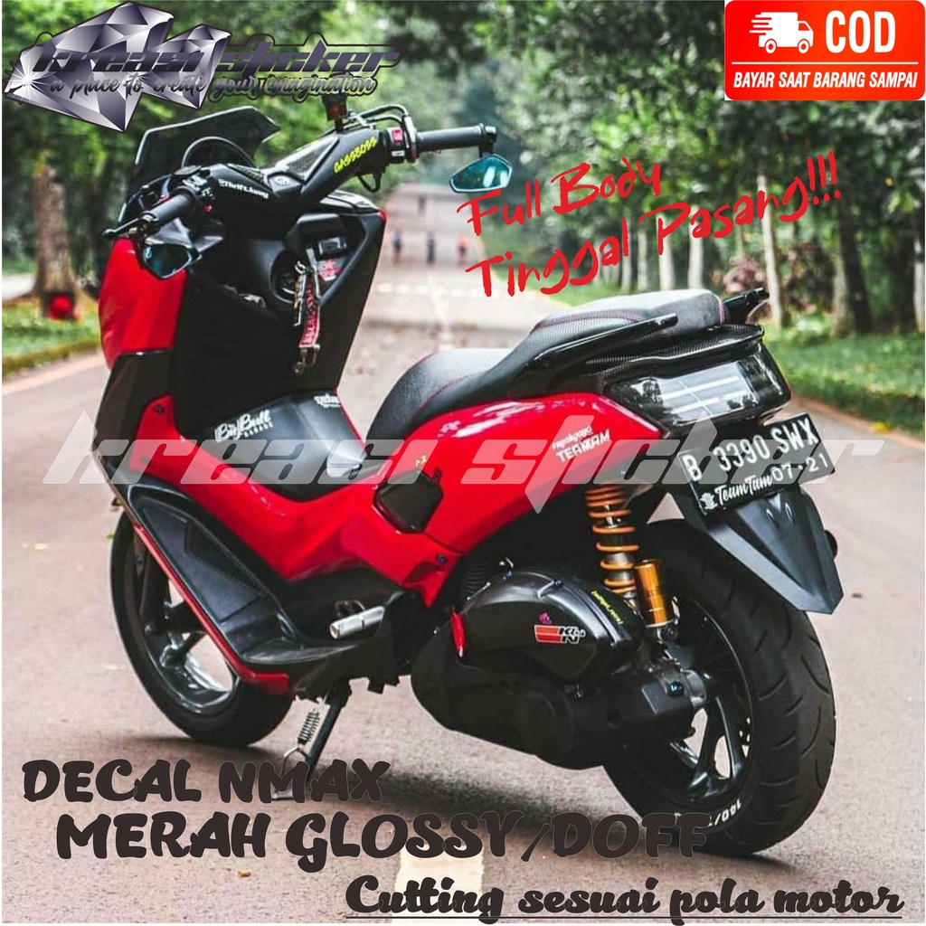 DECAL STIKER SKOTLET MOTOR NMAX OLD/NEW POLOS WARNA MERAH GLOSSY   TINGGAL PASANG