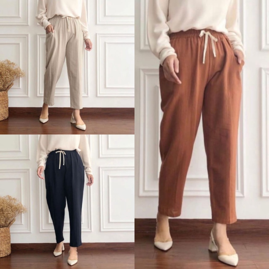 PROMO!! CELANA WANITA Willow Linen Pants - CELANA KEKINIAN BAGGY PANTS CELANA WANITA TERLARIS CELANA LINEN CELANA MUSLIMAH