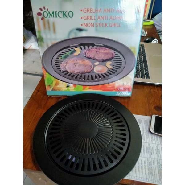 Smokeless Grill BBQ Omicko 32cm. Panggangan Anti Lengket