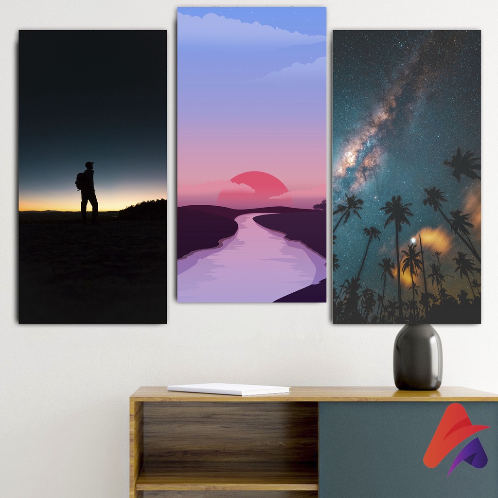 HIASAN DINDING PEMANDANGAN WALL DECOR 15X30 CM PAJANGAN POSTER KAYU RUANG TAMU LUKISAN GAMBAR HEWAN JERAPAH