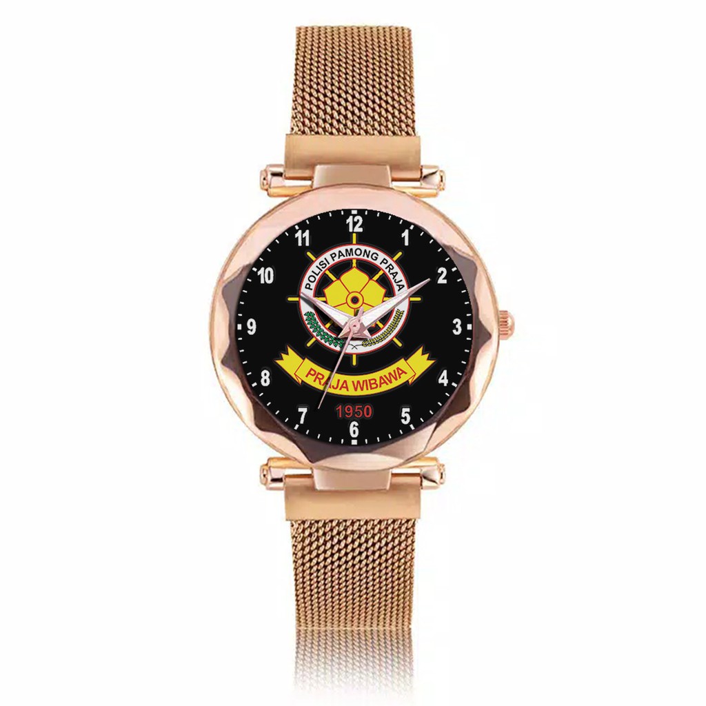 Jam Tangan Wanita Custom - POLISI PAMONG PRAJA MOTIF 2 Free Box &amp; Batre Cadangan