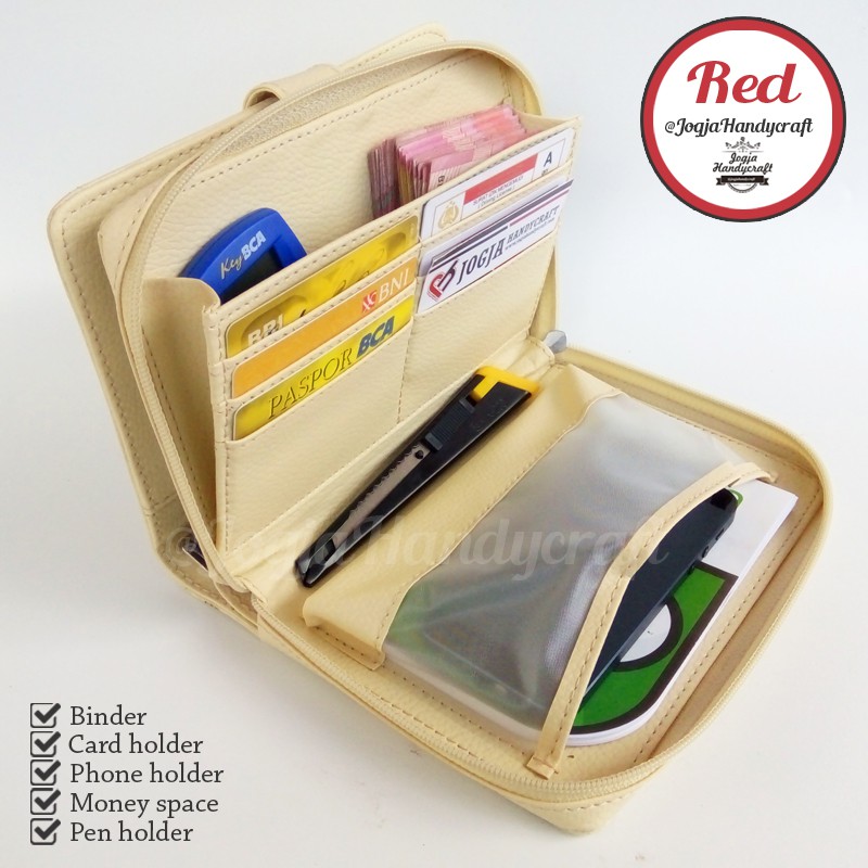

HPO LENGKAP, BINDER, TEMPAT HP, TEMPAT PENA, CARD HOLDER, TEMPAT UANG.