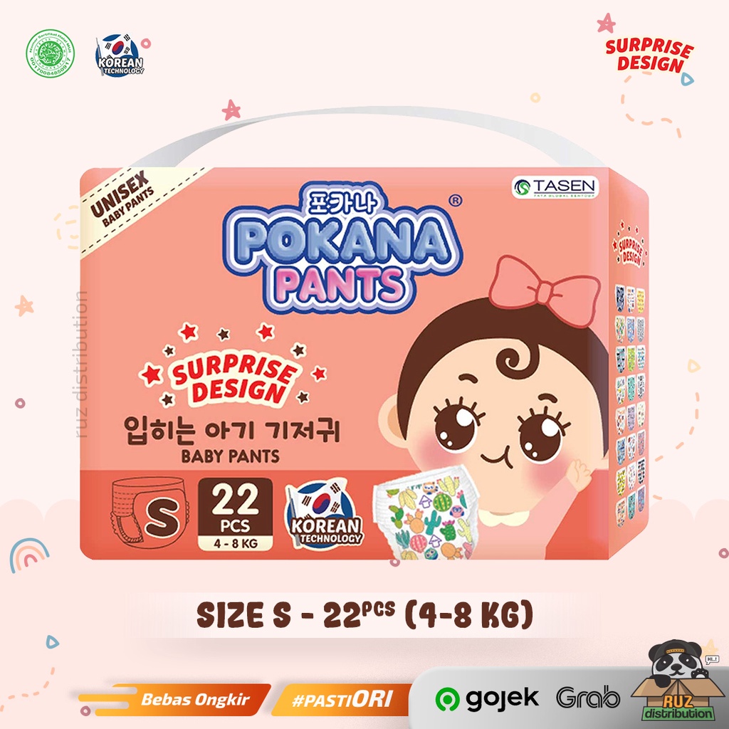 Pokana Pants Size S 22 Baby Diapers Surprise Desain - Popok Bayi