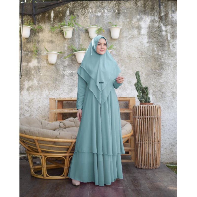 GAMIS SYARI HALWA SERIES SET KHIMAR ORIGINAL BY SAJEEDA ID BAHAN HALUS,ADEM NYAMAN