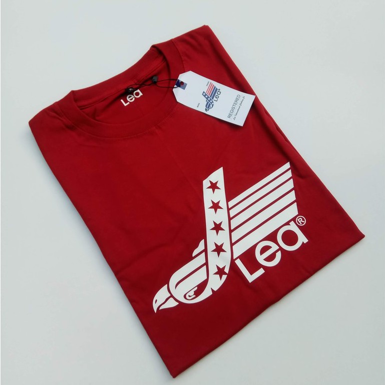 Kaos Pendek Oblong Pria Wanita Merah Logo Lea Size M L XL XXL Reguler Terbaru 2023