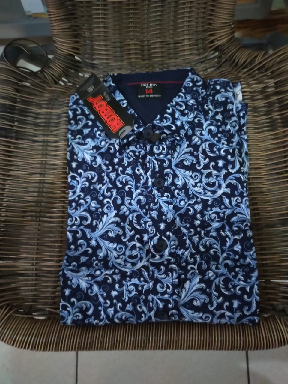 Kemeja Batik Anak Laki Laki Batik Modern Lengan Pendek Navy Rk041.2