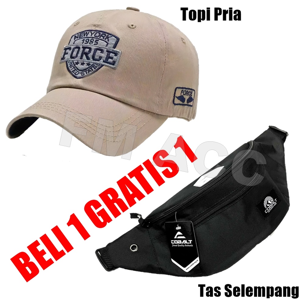 PROMO-Tas Slempang-Selempang Waistbag Free Topi Pria Force-ABU