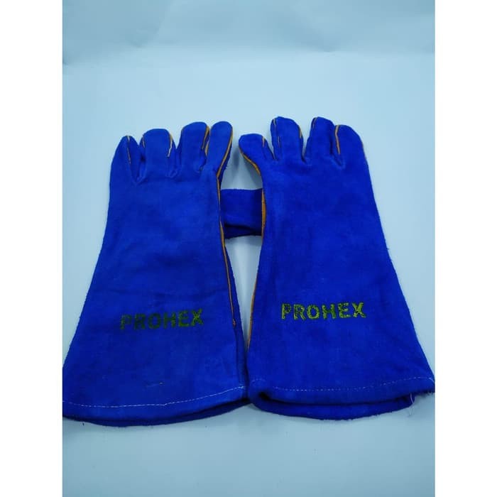 Sarung Tangan Kulit Las Biru Prohex 14 Leather Welding Gloves Blue