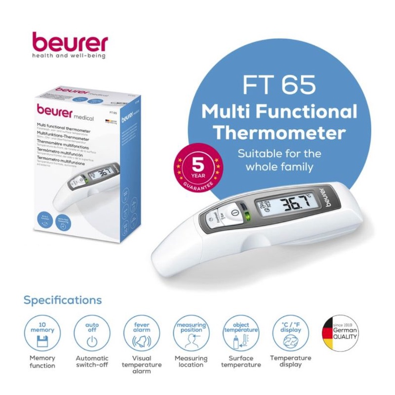 Beurer FT65 Thermometer Multi Fungsi 6in1 Digital Termometer Infrared Original Beurer FT 65