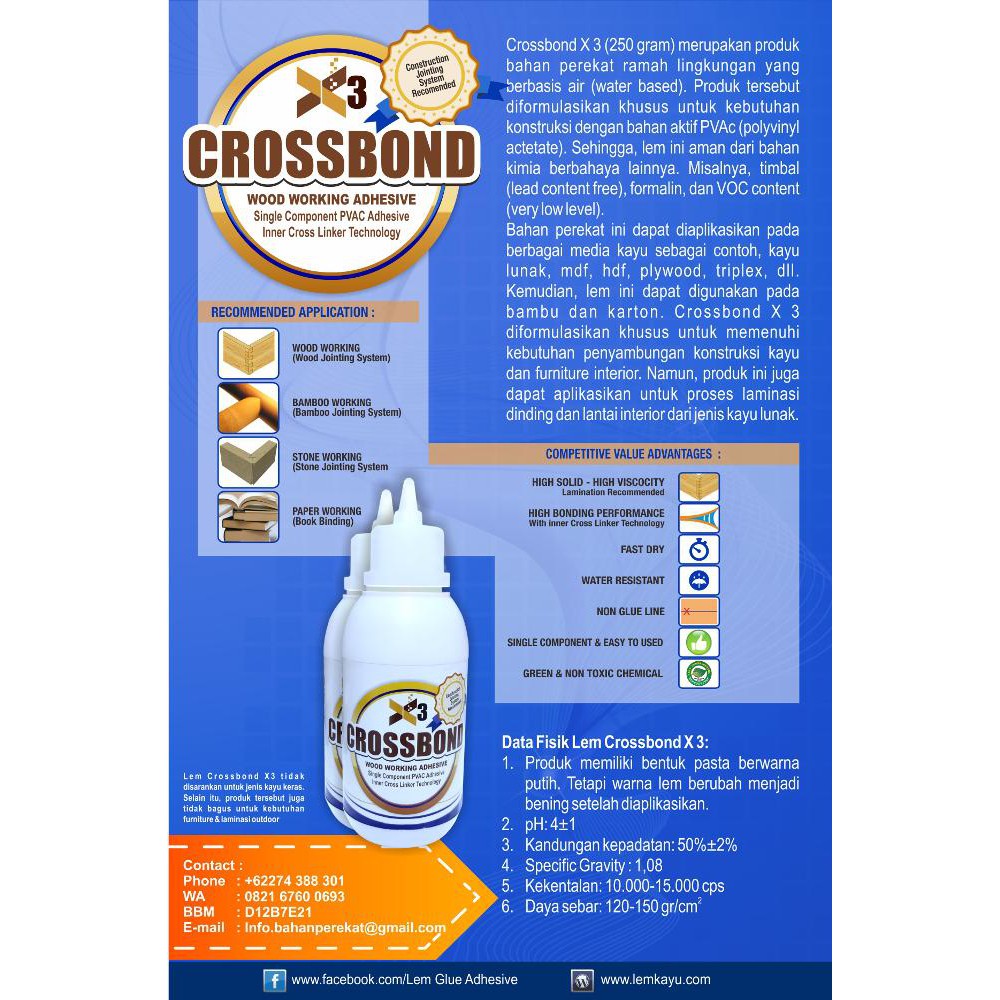 Promo Lem Kayu Untuk FInger Joint Crossbond X3 Terlaris