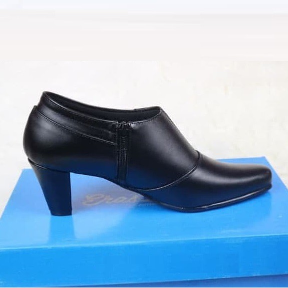 SEPATU HIGH HEELS BOOTS 7 CM WANITA CEWEK KERJA KANTOR RESLETING ZIPPER UKURAN BESAR JUMBO BIG SIZE