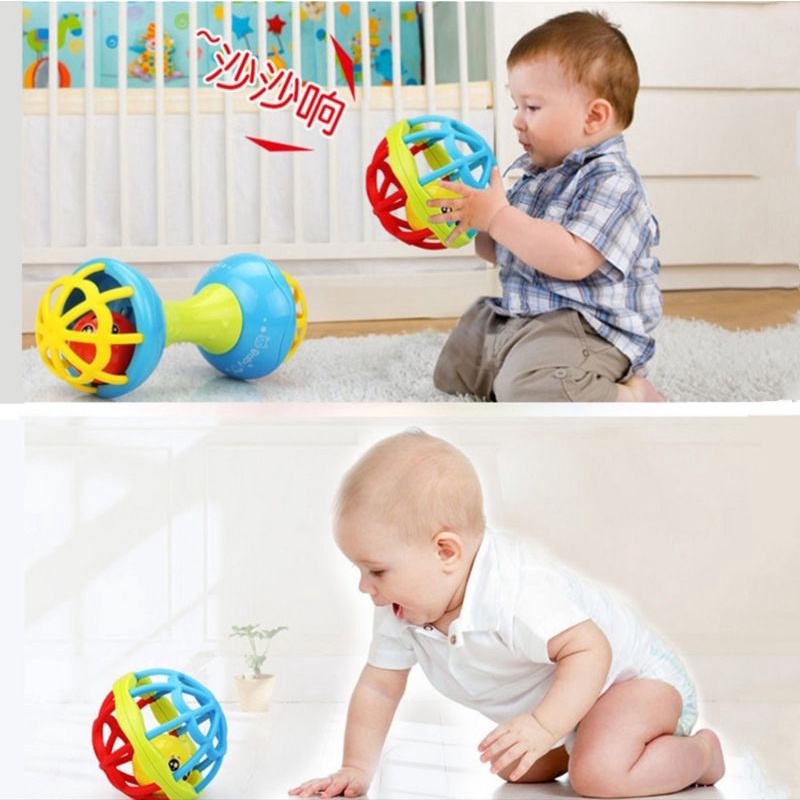 Mainan Bayi Gengam Bola Stick Rattle Teether Gigitan Bayi