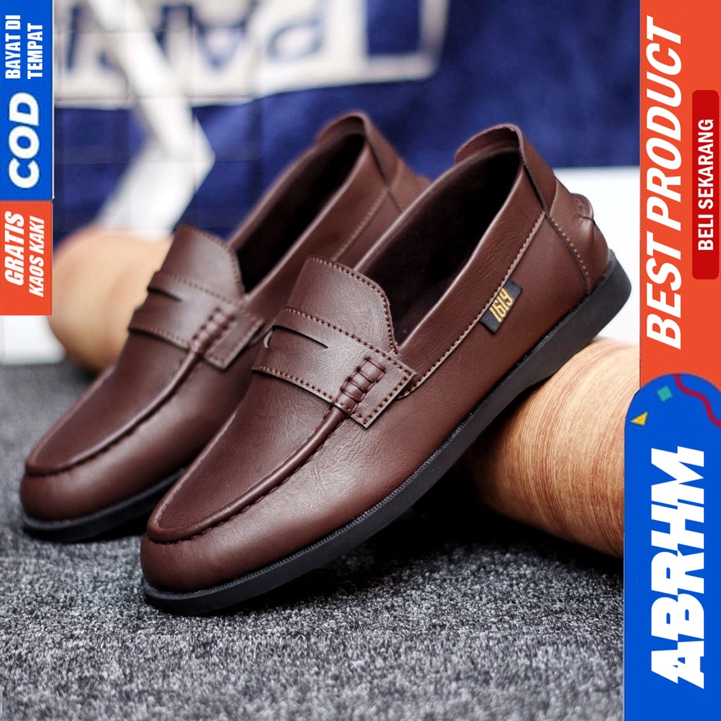 Abrhm Pecco - Sepatu Formal Pria Pantofel Hitam