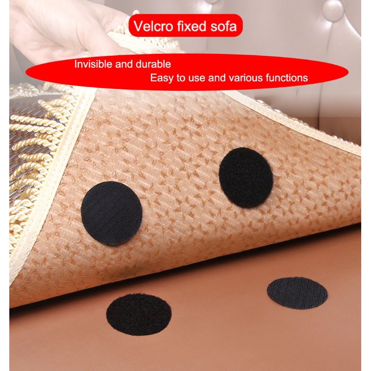 [COD] Velcro Tape Kotak Persegi Bulat | Perekat Adhesive PVC |Dua Sisi| Sofa Lantai Sprei Gorden Taplak meja