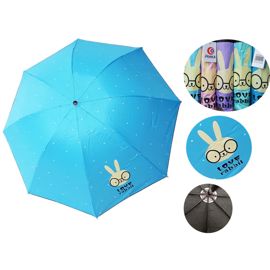 Payung Lipat 4 Fancy Karakter LOVE RABBIT ANTI UV merk OSAKA BW-112