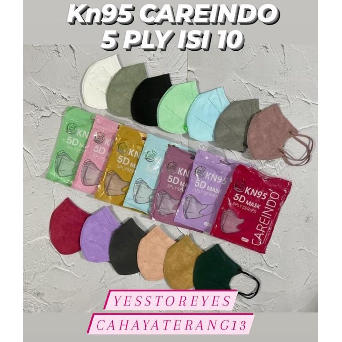 READY STOK MASKER KN CARE INDO CAREINDO KN 5D 5 DIMENSI CAREINDO RAINBOW NUDE SHRIMP PINK MATCHA WARNA WARNI 5 PLY ISI 10 LBR