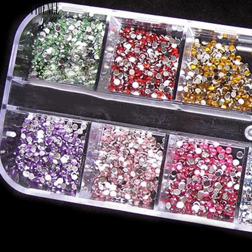 [Buy 1 Get 1] 1200x Bling 2mm Warna Campuran Nail Art Tips Acrylic Manicure Nail Stiker + Case