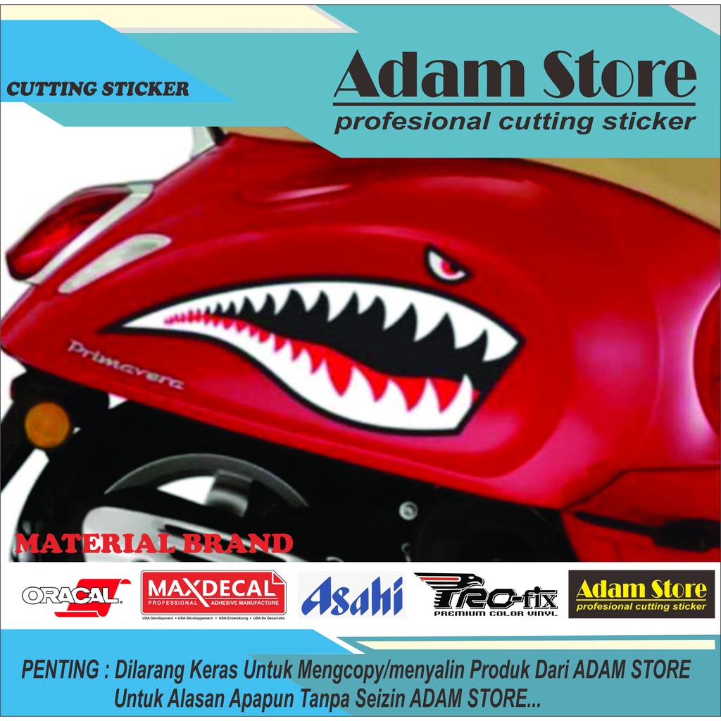 stiker motor vespa matic / stiker hiu vespa / sticker motor vespa matic piaggio - VPA3