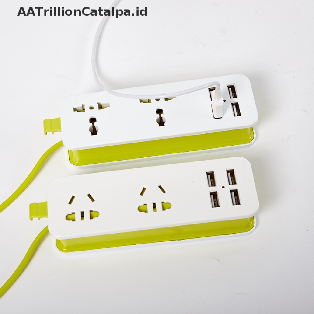 Aatrillioncatalpa Kabel Extension Pelindung Power Strip 1.5M 2AC Outlets 4 Port Usb