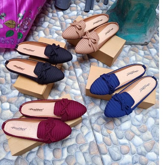 Terbaik.. Sepatu slop wanita /sepatu rajut /slop rajut /slop wanita / sepatu slop rajut