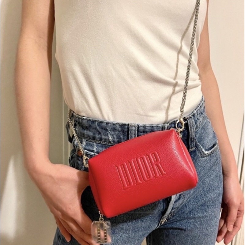 Dior Pouch Red Leather