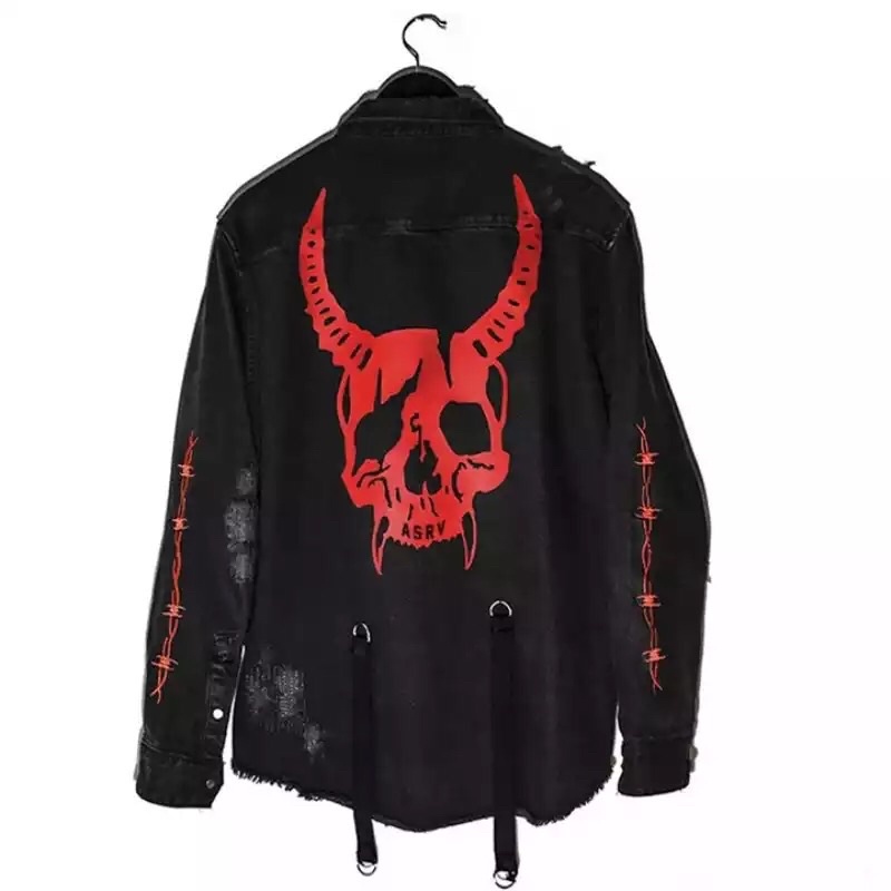 JAKET HARAJUKU GOTHICK ROCK PUNK PRIA ASIA EROPA JEPANG AMERIKA ORIGINAL RED DEVIL