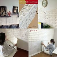 Sticker Wallpaper Dinding 3D Tempel Dekorasi Background Bata Foam Lem - White