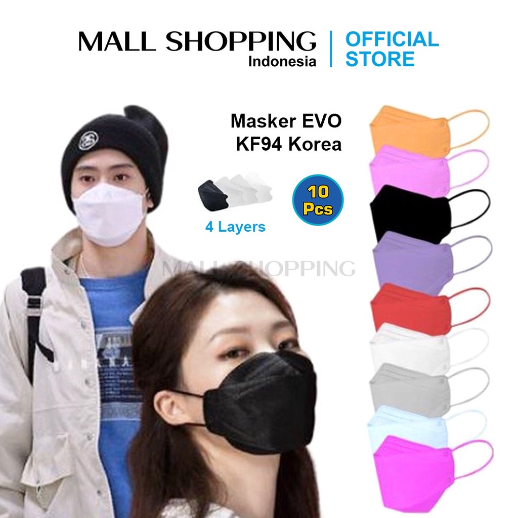 (COD) Masker EVO KF94 Korea 4 ply Isi 10 Pcs / pack High Quality MALL SHOPPING