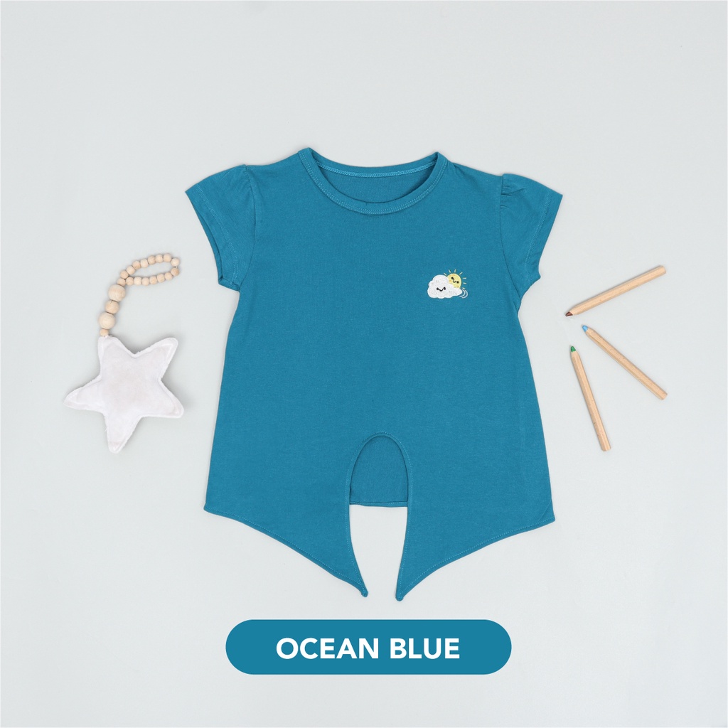 Mooi Kaos Anak Perempuan Dyra Tie Top-OCEAN BLUE