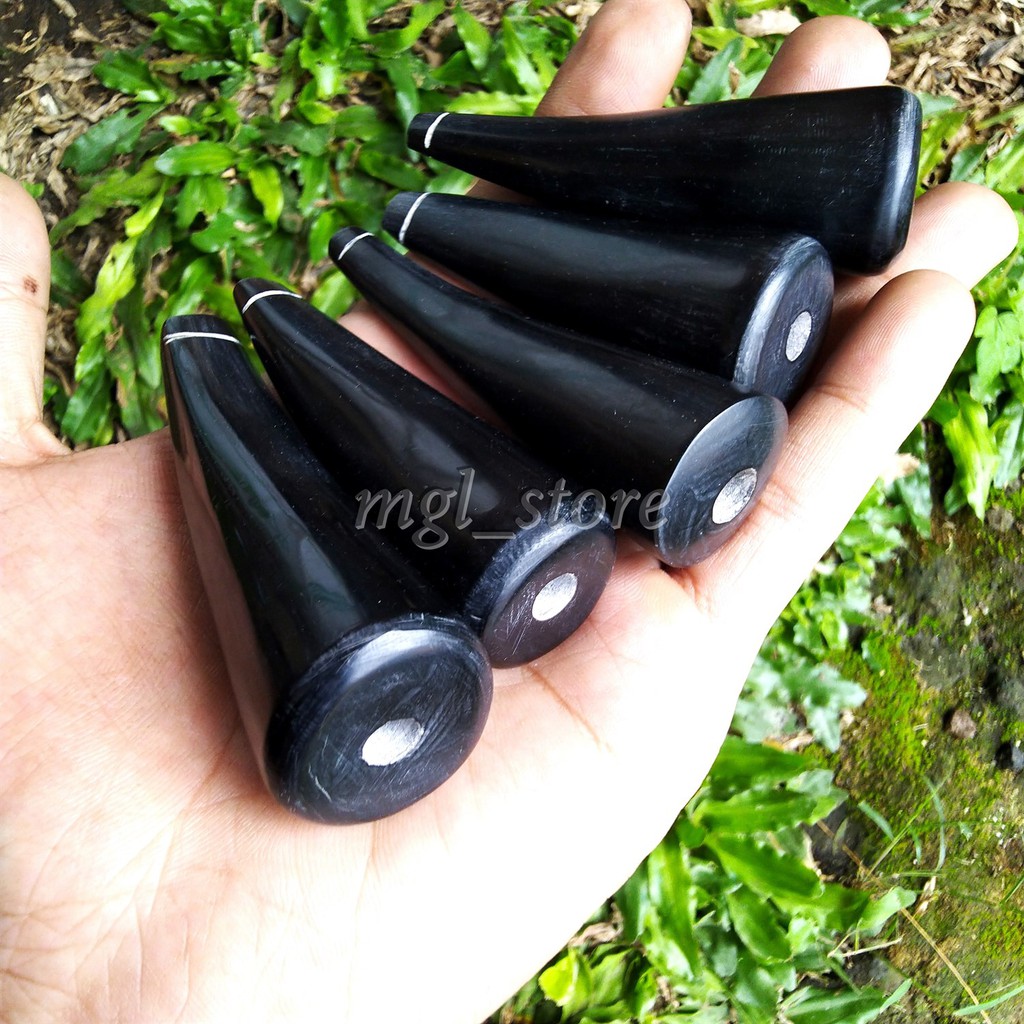 Pipa rokok pucukan tanduk kerbau asli / pipa once wulung hitam padat
